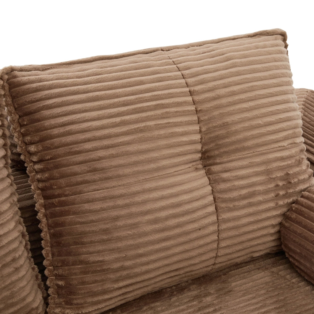 Divano letto modulare con tasche laterali e portabicchieri; cuscini memory in corda marrone