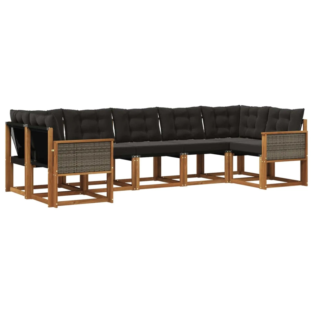 Set di divani da esterno 7 pz Naturale e Nero 3382188