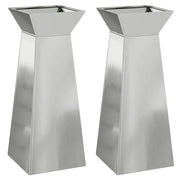2 pz Fioriere | Cassetta per fiori | Vaso a Pilastro Argento 40 x 40 x 100 cm