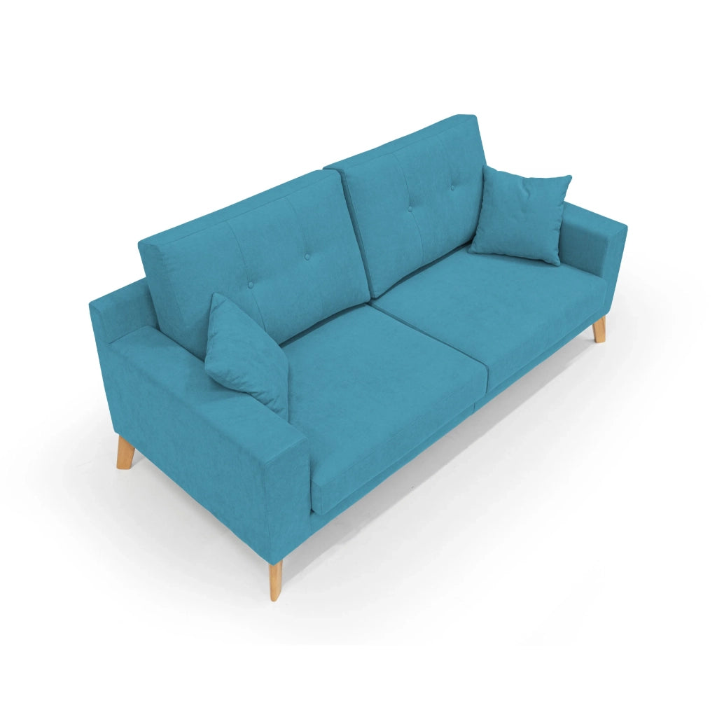Danish Divano moderno in tessuto morbido impermeabile T02 166 cm azzurro