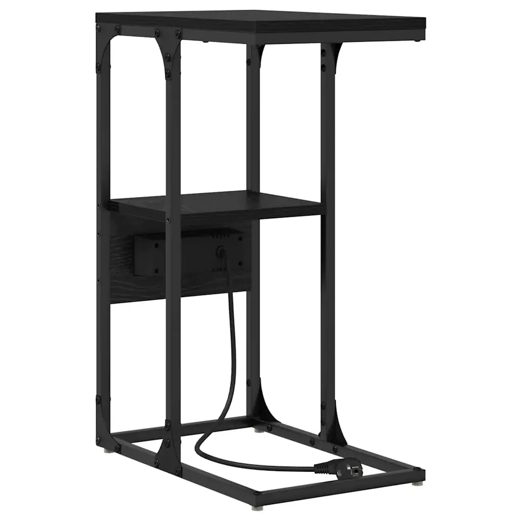 Comodino | Armadio da Notte | Mobiletto da notte Rovere Nero 41,5 x 26 x 60,5 cm