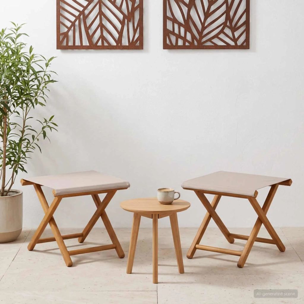 Lettino 2 pcs Legno di Eucalipto Massello Beige 42024899