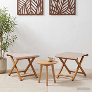 Lettino 2 pcs Legno di Eucalipto Massello Beige 42024899