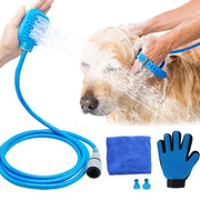 Trade Shop - Kit Toelettatura Pulizia Lavaggio Cani E Gatti Doccia Guanto Peli E Asciugamano -