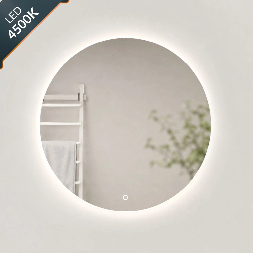 Specchio tondo retroilluminato led elegante per bagno *** misura Ø90, tonalità dimmerabile 2700-4500-6500k, confezi...
