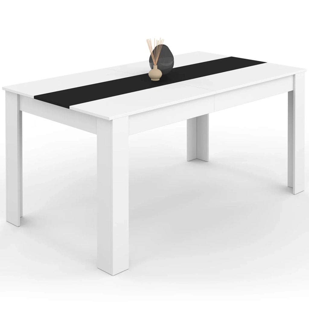 IDMarket - GEORGIA Tavolo da pranzo rettangolare bianco e nero per 8 persone 160 x 80 cm