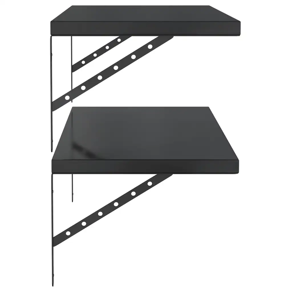 Mensole a Muro 2 pz 100x40 cm Nero in Acciaio Inossidabile
