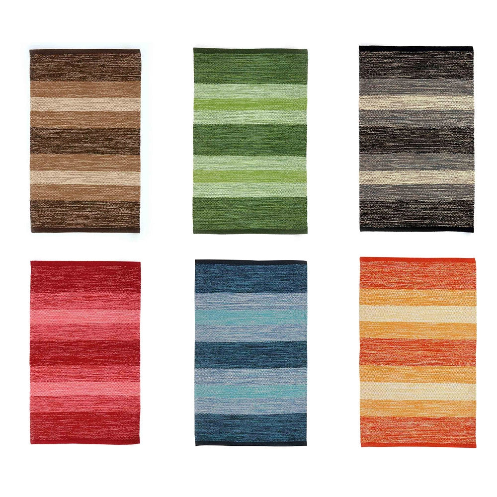 Tappeto HAPPY MARRONE cm.55x110 disegno a righe 100% cotone, tappetino stuoia bagno multiuso lavabile