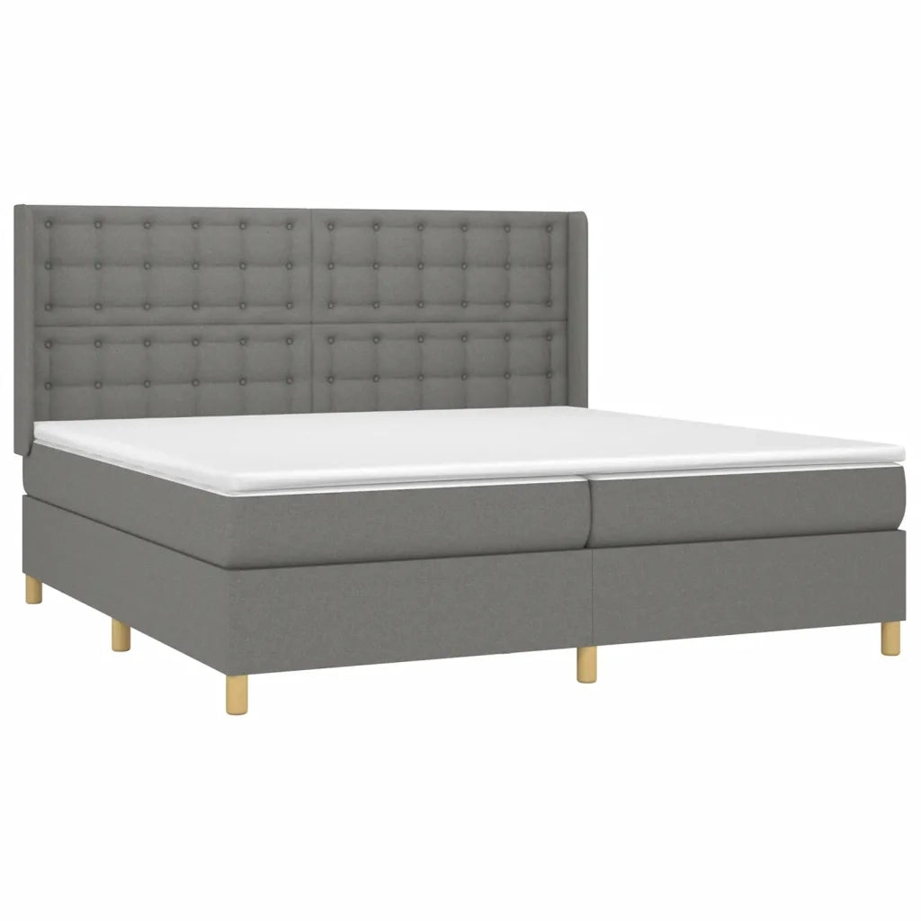 Letto a Molle Materasso e LED Grigio Scuro 200x200cm in Tessuto cod mxl 63457