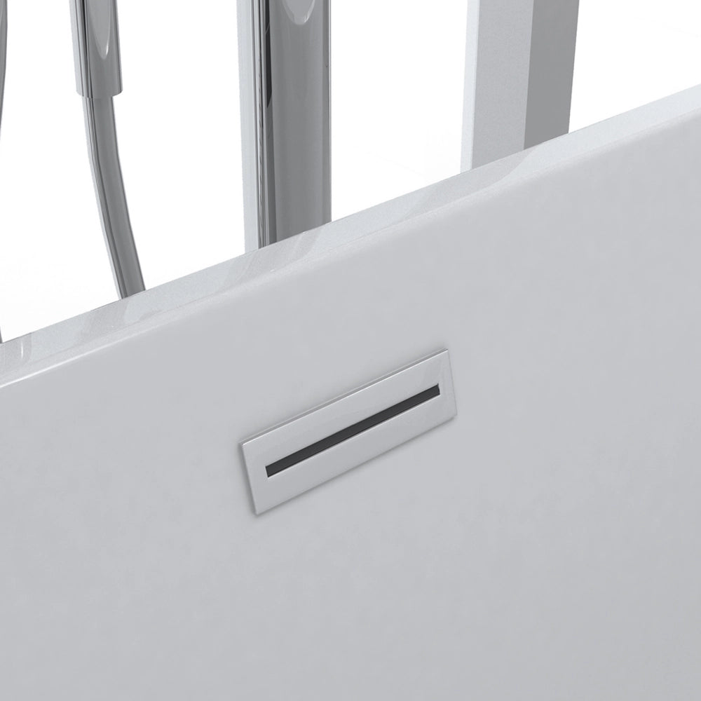 Vasca freestanding bianco sanitario acrilico singolo 150 x 75 cm forma ovale troppopieno sistema design moderno