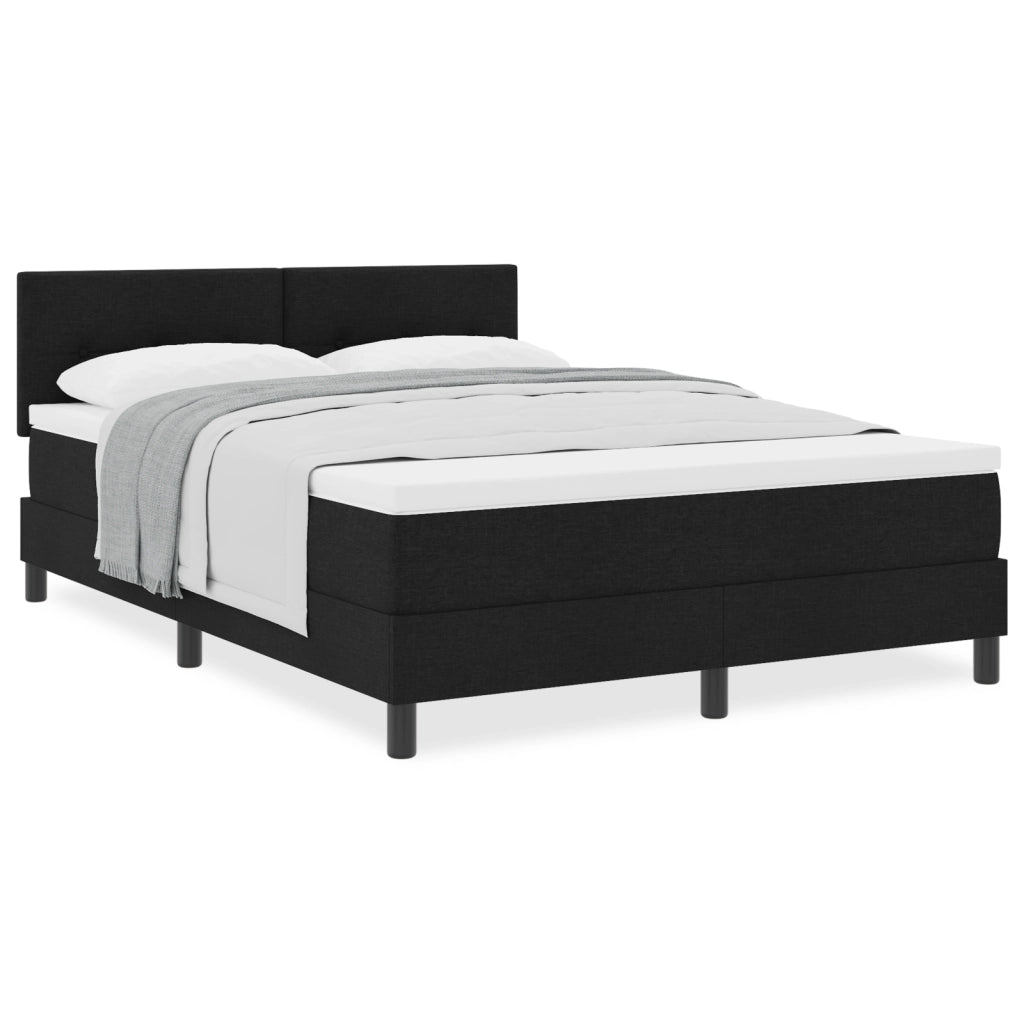Letto con Box Spring e Materasso Nero 140x190 cm Tessuto