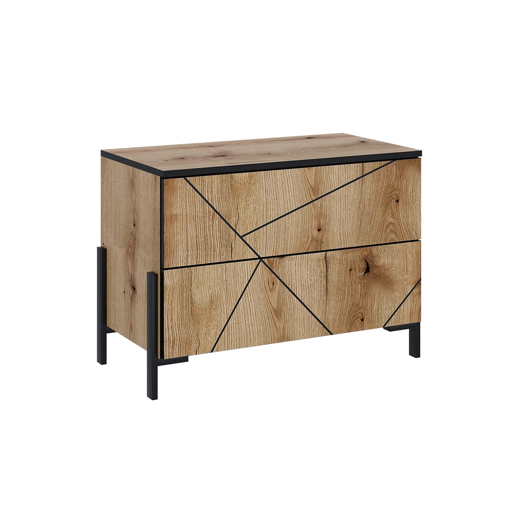 Vicco Comodino camera da letto Rovere 78 x 55.2 cm con 2 cassetti