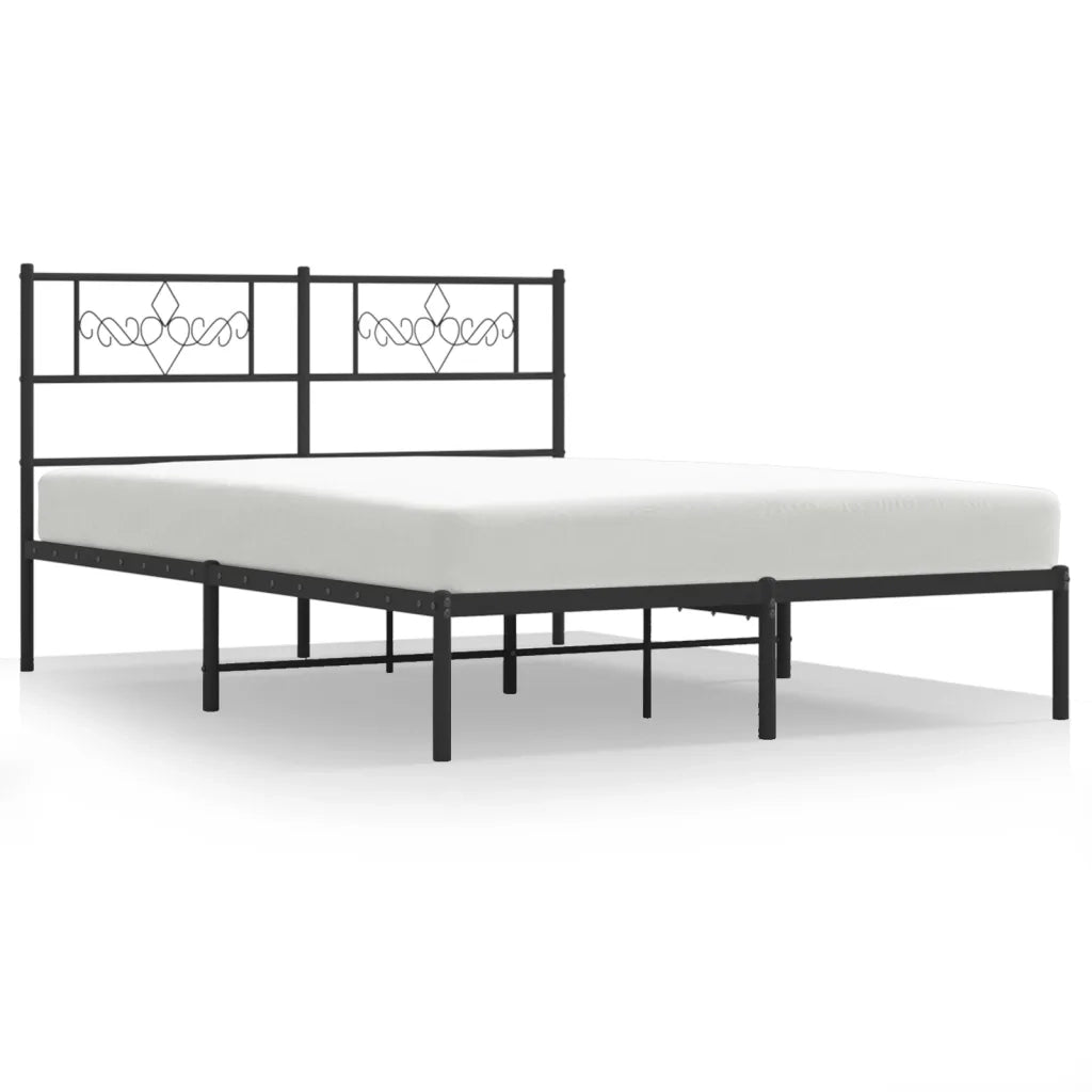 Letto matrimoniale | Letto per adulti | Giroletto con Testiera in Metallo Nero 120x200 cm