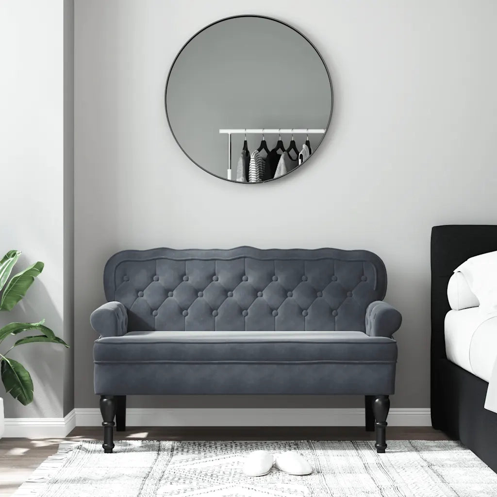 Panca con Schienale Grigio Scuro 119,5x64,5x75 cm in Velluto CFW3914238