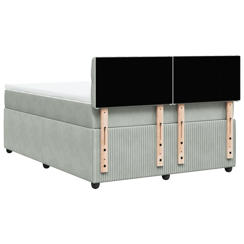 Giroletto a Molle con Materasso Grigio Chiaro 140x200cm Velluto 3287764