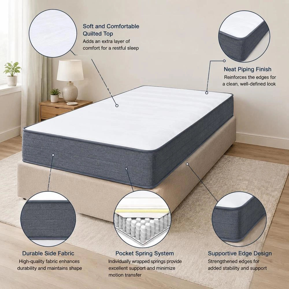 Box Spring Bed Mattress 200 X 80 X 20 Cm