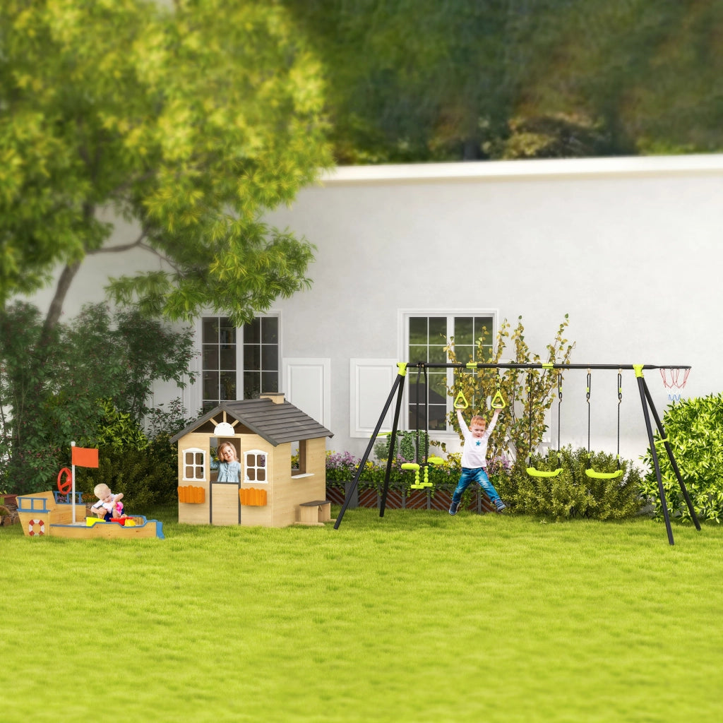 Casa di gioco per bambini in legno con porta finestra cassetta delle lettere ¨C zephmum ¨C esterno interno
