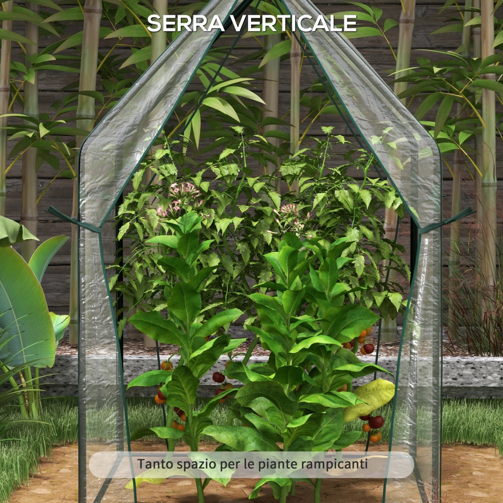 Mini Serra da Giardino con 2 Porte Avvolgibili e Copertura in PE 90x90x145cm, Trasparente
