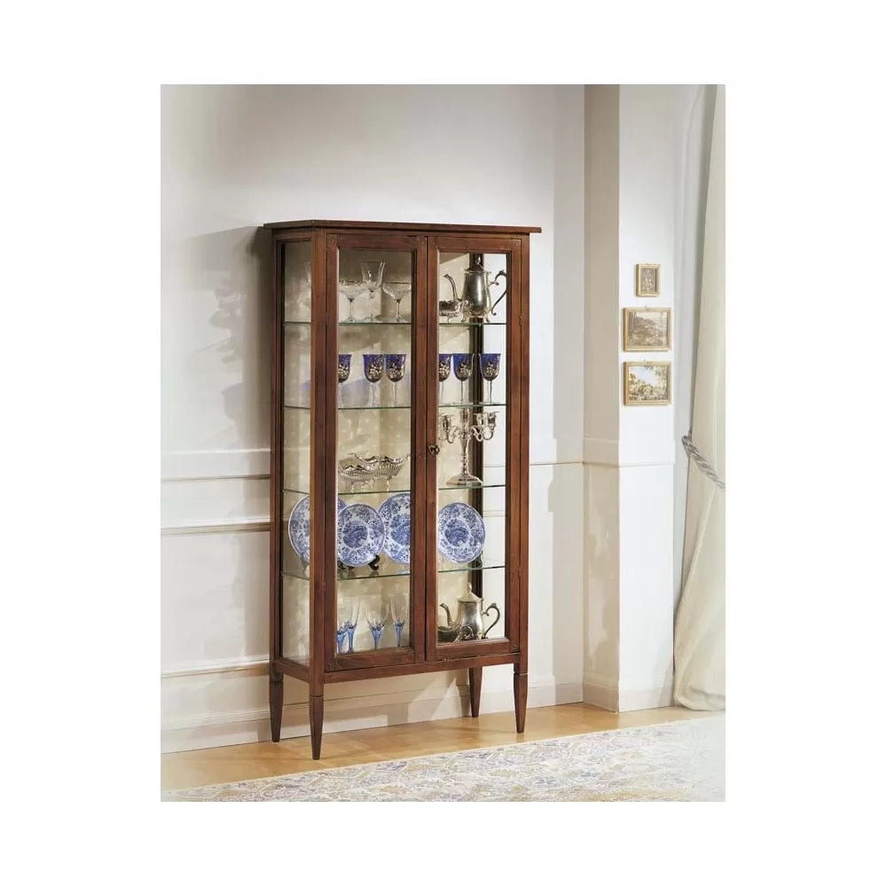 Vetrina classica 2 porte in legno finitura bassano 86x36x170 - Mobili 2G