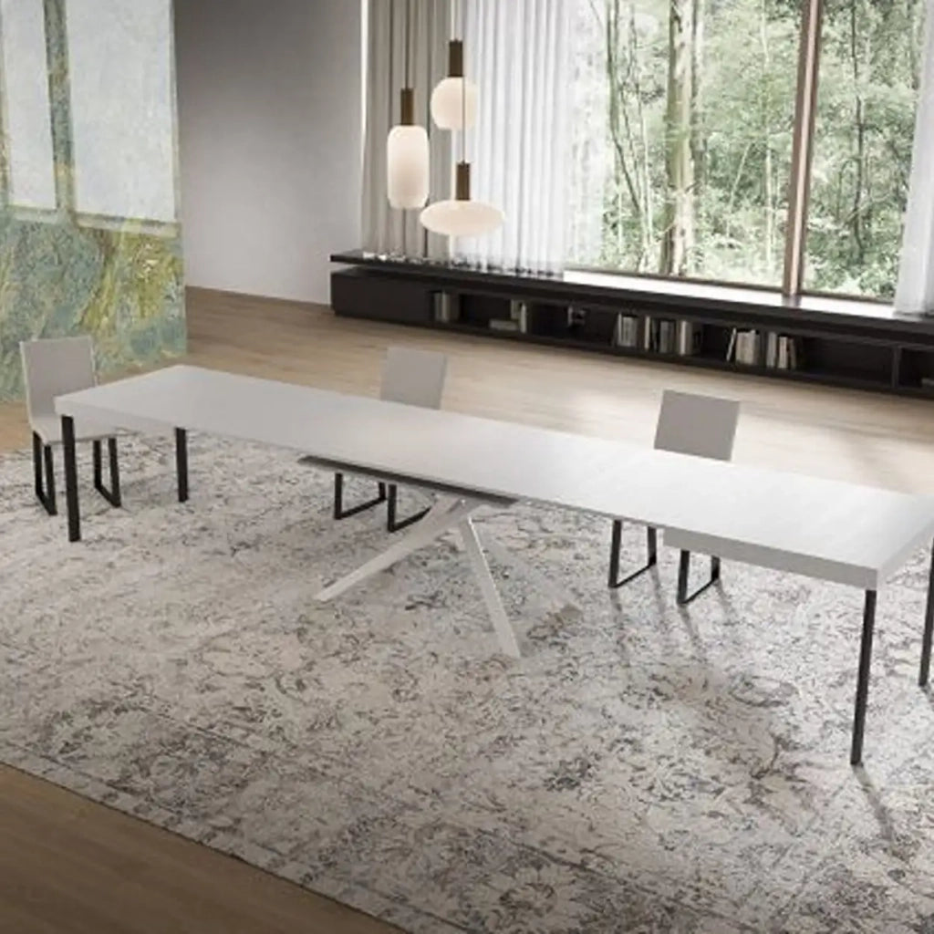 Tavolo allungabile 160/420x90 cm Niket colore bianco frassino gambe bianche