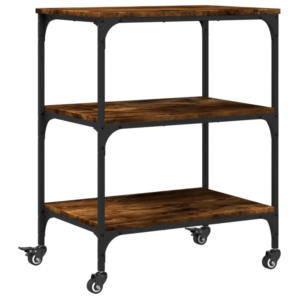 Carrello da Cucina-Scaffale per Cucina Rovere Fumo 60x41x76 cm in Legno Multistrato