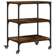 Carrello da Cucina-Scaffale per Cucina Rovere Fumo 60x41x76 cm in Legno Multistrato