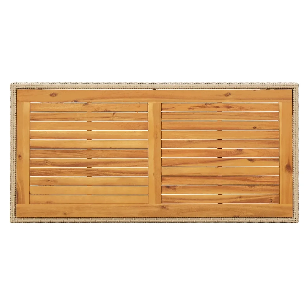Tavolo Giardino Beige 123x60x74 cm Polyrattan e Massello Acacia 316797