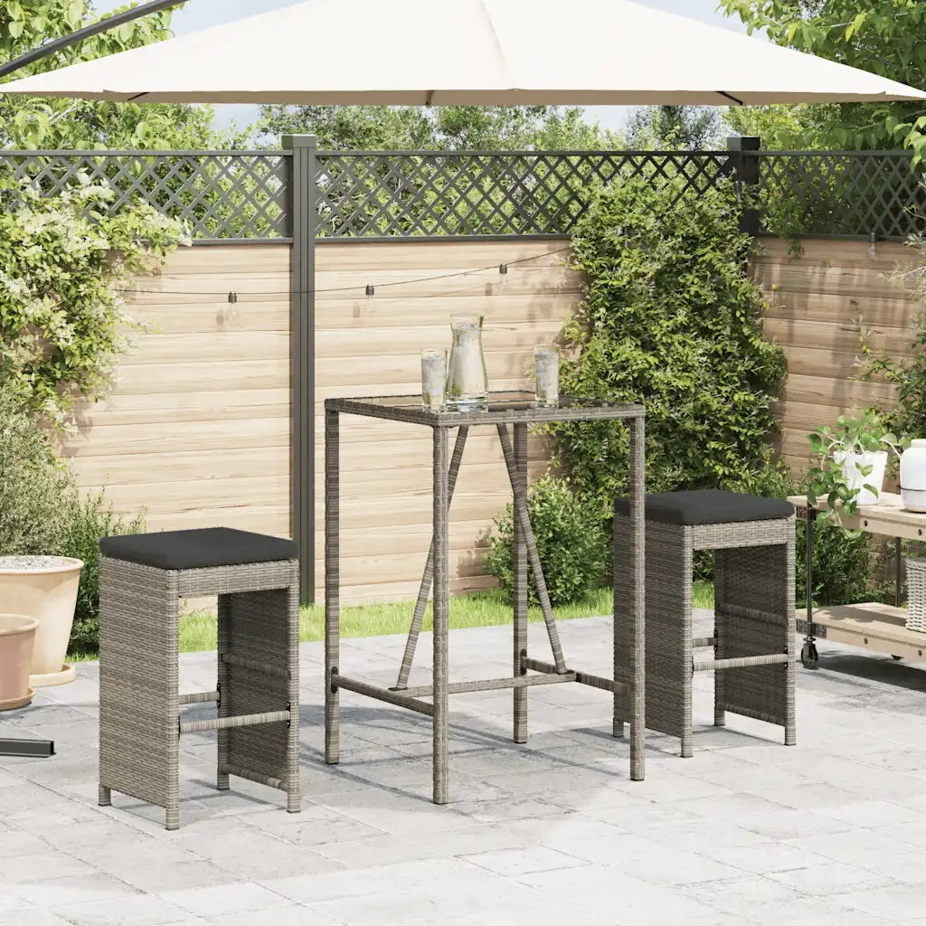 Sgabelli da Bar con Cuscini 2 pz Grigi in Polyrattan CFW6399250