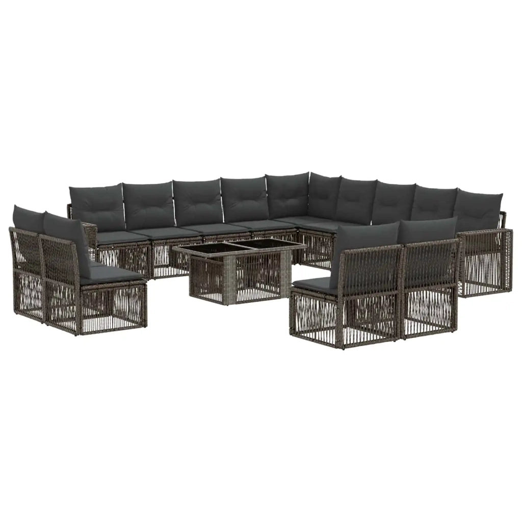 Set Divano da Giardino 14 pz Grigio e Grigio Scuro polyrattan 3436868