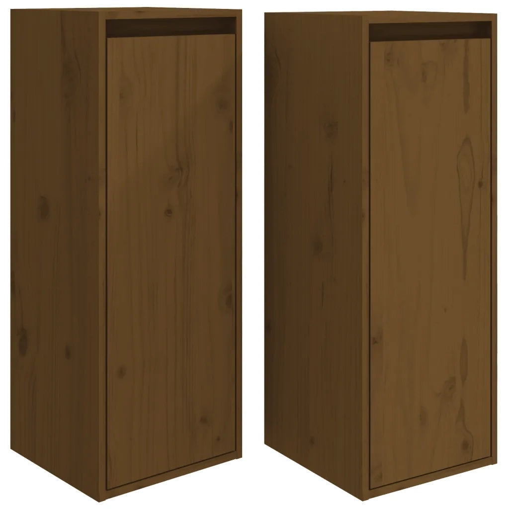 Pensili 2 pz Marrone Ambra 30x30x80cm in Legno Massello di Pino 813502