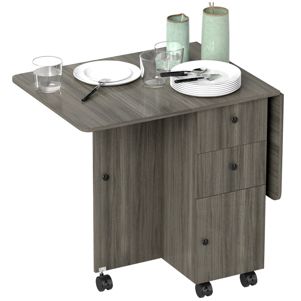 Tavolo a ribalta con cassetti e armadietto ¨C Zephmum ¨C Legno, Grigio, 120x60x76.5 cm