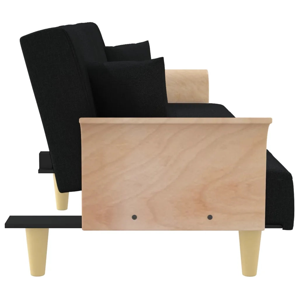 Divano Letto con Braccioli Nero in Tessuto 351889