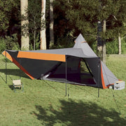Tenda Familiare Tipi 8 Persone-Tenda da campeggio Grigia e Arancione Impermeabile 944640