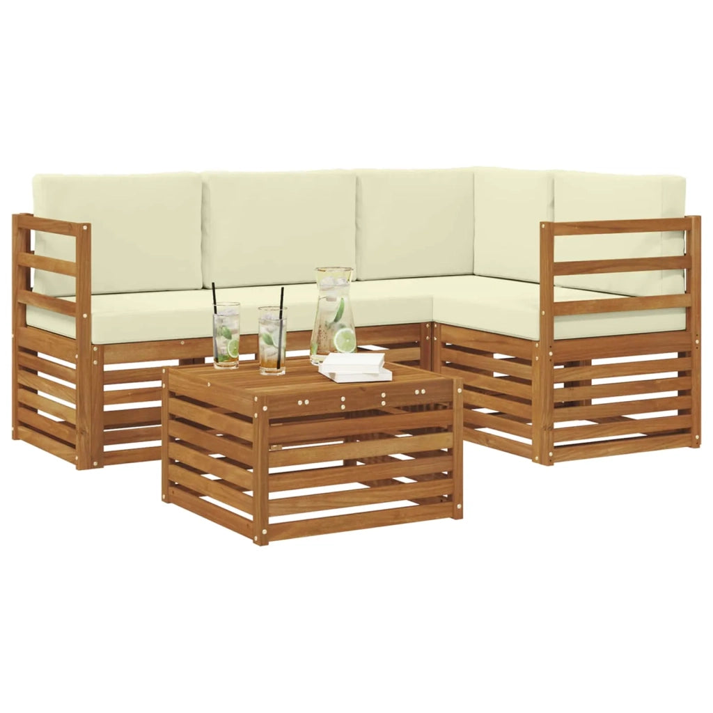 Set di divani da esterno 5 pz Naturale e Crema Poliestere 3374750