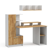 Set scrivania Tomy Bianco/Rovere dorato 150 x 59 cm Set di 4 Vicco