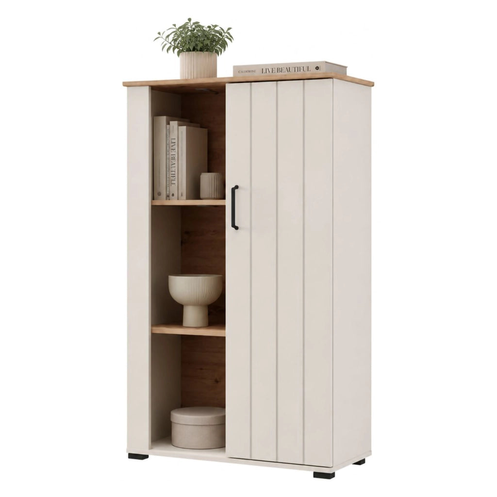 Mobile Espositore Farra, Vetrina 4 Ripiani, 79x36x127h cm Bianco Crema