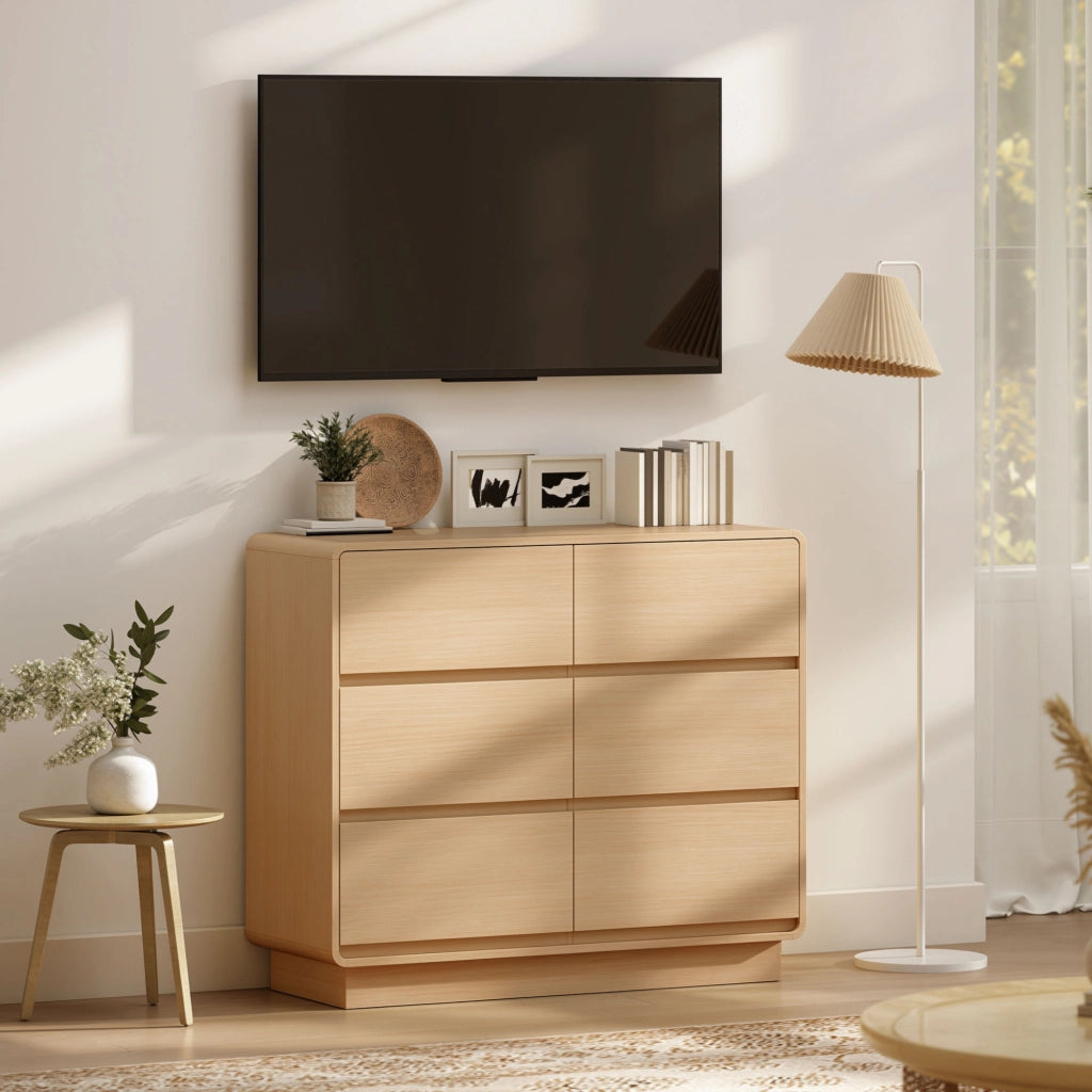 Cassettiera con 6 cassetti ¨C zephmum ¨C legno naturale 100x40x80