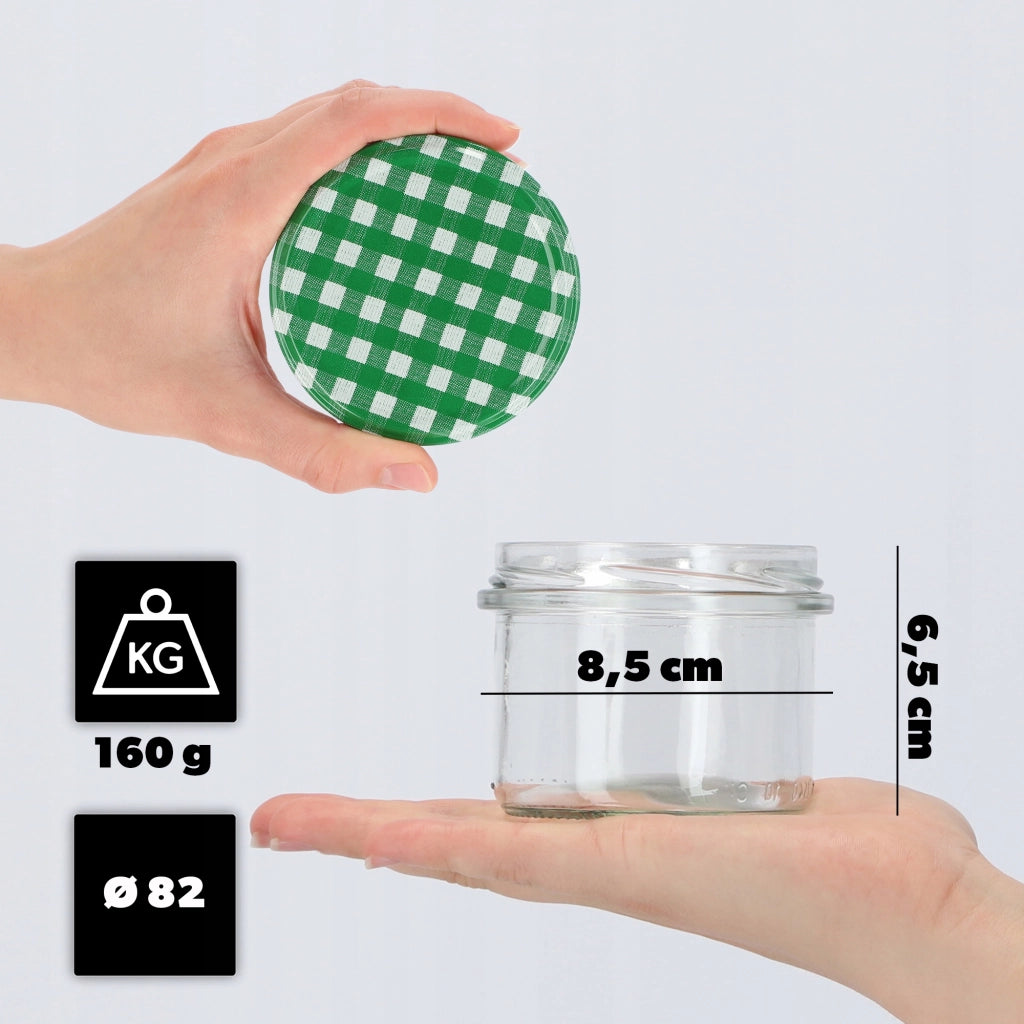 KADAX Tartu barattoli di vetro 235ml 50pz 82mm + coperchio "Griglia verde"
