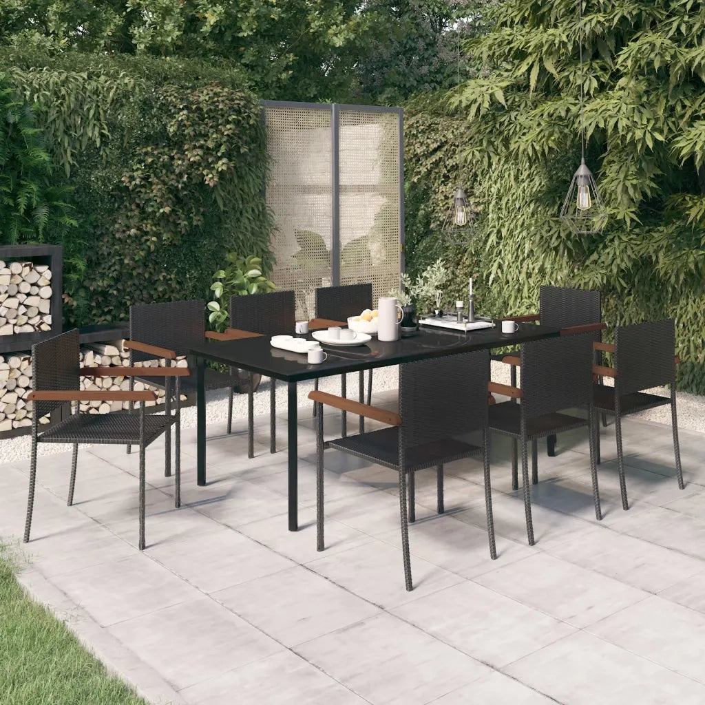 Set da Pranzo da Giardino 9 pz Nero 3099418