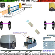 KIT AUTOMAZIONE CANCELLO SCORREVOLE 6 Q.LI MOTORE 220 V 3 MT CREMAGLIERE 2 TELECOMANDI 2 FOTOCELLULE FARO ANTENNA SELETTORE