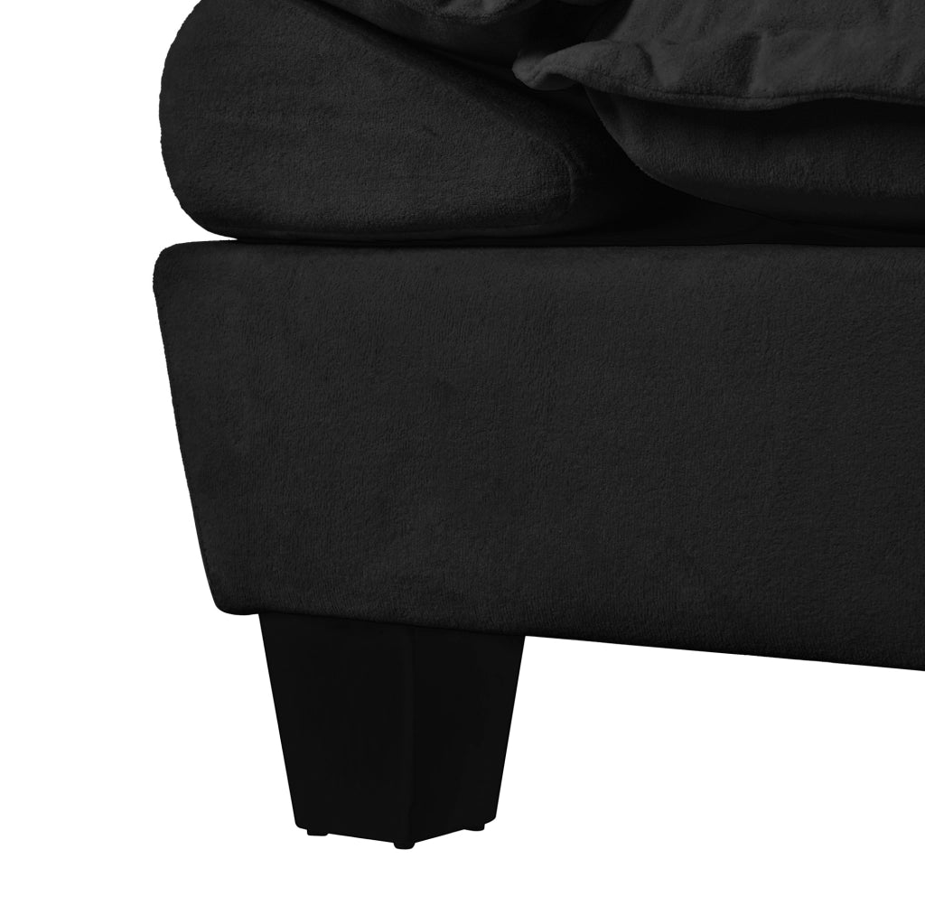 Divano modulare ULEVR 194x151 cm in ciniglia nera con pouf rimovibile e braccioli ampi