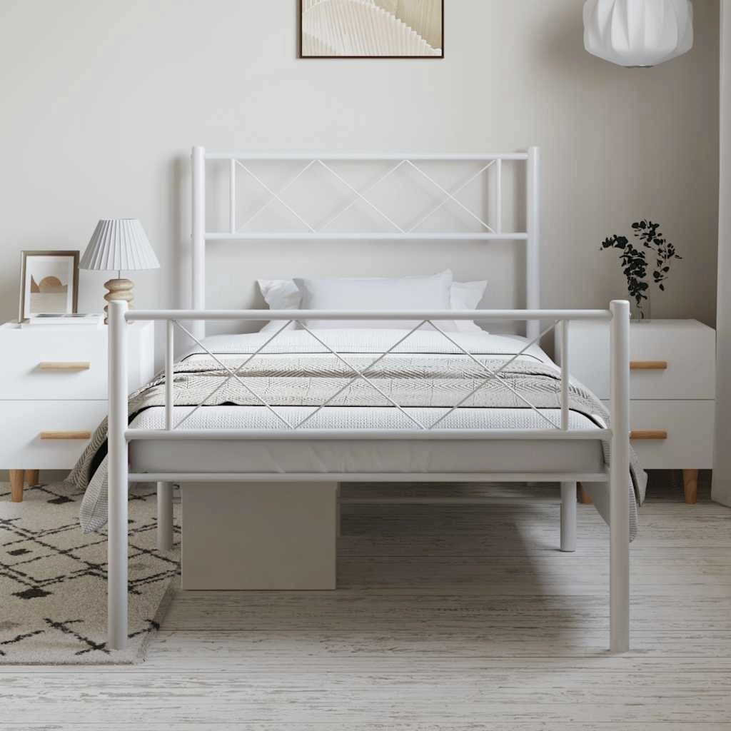 Giroletto con Testiera e Pediera Metallo Bianco 100x200 cmcod mxl 130493