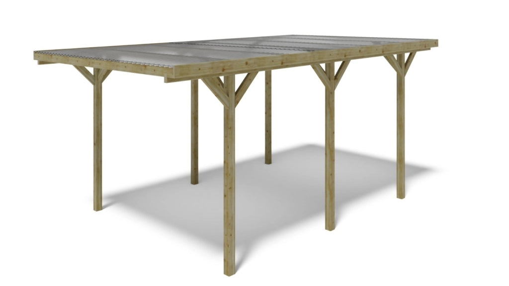 Tettoia posto auto coperto in legno 3.04x5.12 m - 15.57 m2 - copertura PVC   - CAR16PVCTR - ALTANKA
