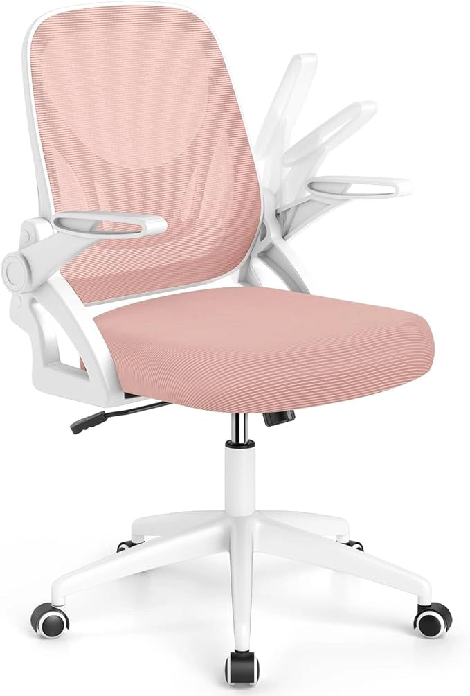 Sedia da Ufficio in Rete, Sedia da Scrivania Ergonomica con Supporto Lombare e Braccioli Ribaltabili, Sedia da Lavoro Girevole, con Ruote Regolabile in Altezza, Portata 150 kg