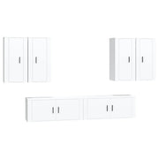 Set di Mobili Porta TV 6 pz | Armadietto TV | Mobile Porta TV Bianco in Legno Multistrato