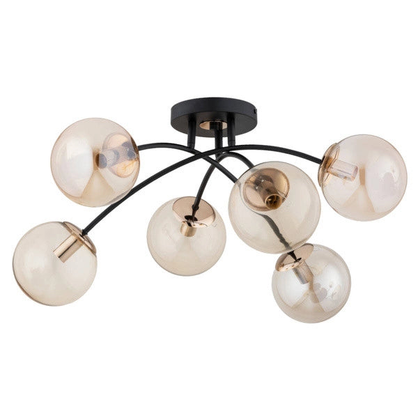 Plafoniera BLASKO glamour sfere vetro 6xE14 nero oro
