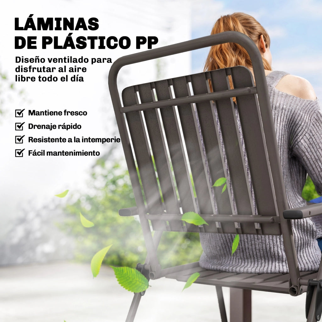 Set di 4 Sedie da Giardino Pieghevoli con Braccioli ¨C zephmum ¨C Marrone 55x63x93 cm