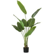 Pianta Artificiale da 160 cm a 10 Foglie in PEVA Verde con Vaso da Ø16.5x13.5 cm