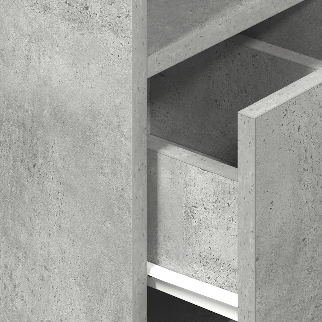Comodino | Armadio da Notte | Mobiletto da notte con Cassetto Grigio Cemento 25x31x66 cm