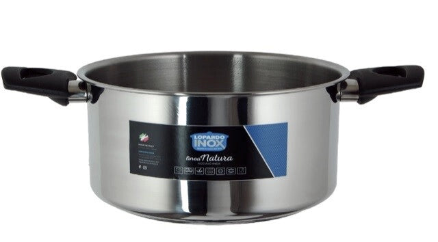 Casseruola Pentola ad induzione in acciaio inox 2 manici linea natura 20 cm